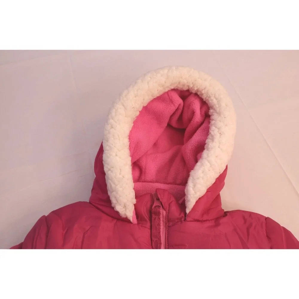 Pink Platinum Baby Girls Puffer Snowsuit Magenta Pink Hooded Bunting 9-12 Months